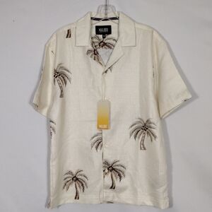 NWT Malibu By Drill Clothing Co Ivory/Natural Coconut Palm Linen Like Men Sz Med